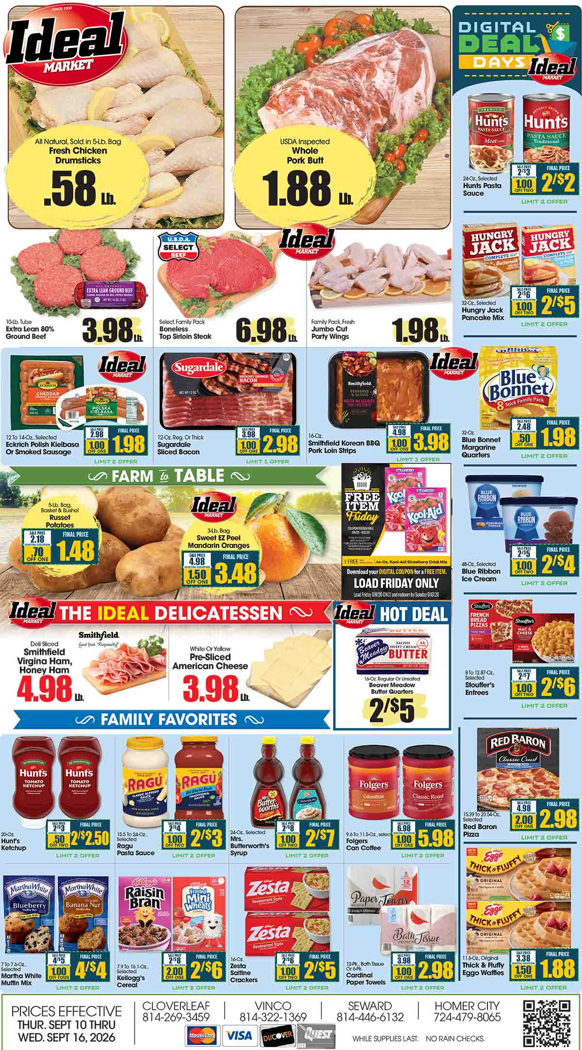 Ideal Market Advertised Specials Sept 10 thru 16, 2026 Page 1 of 4